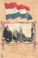 Amsterdam, Postkantoor / post office, Dutch flag, litho