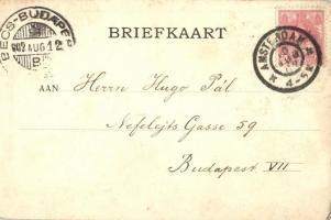 Amsterdam, Postkantoor / post office, Dutch flag, litho