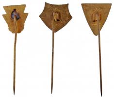 3db-os sport kitűző tétel; DN "Pécsi MSC", "ZTE", "Előre SC BKV" arany...