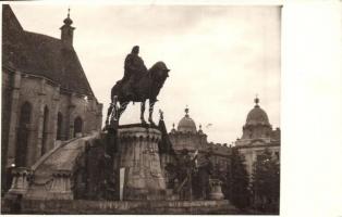 Kolozsvár, Cluj - 4 db RÉGI városképes képeslap fotó, Mátyás király tér és szobor, templom belső / 4...