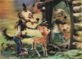 4 db MODERN állatos dimenziós lap / 4 modern animal dimensional postcards