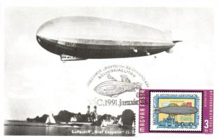 4 db MODERN repülős és léghajós CM (Carte Maximum) lap / 4 modern aeroplane and airship CM postcards