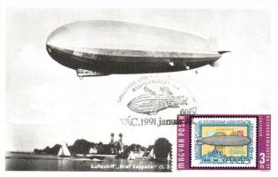 4 db MODERN repülős és léghajós CM (Carte Maximum) lap / 4 modern aeroplane and airship CM postcards
