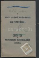 1910 A Resiczai Falepároló Részvénytársaság alapszabályai, okmánybélyeggel, 38p