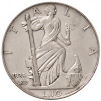 Olaszország 1936R 10L Ag "III. Viktor Emánuel" (10g) T:2,2- kis ph. / 
Italy 1936R 10 Lir...