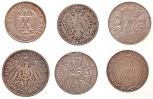 13db-os vegyes külföldi ezüst pénzérme tétel, közte Ausztria 1858A 1Fl Ag "Ferenc József",...