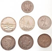 13db-os vegyes külföldi ezüst pénzérme tétel, közte Ausztria 1858A 1Fl Ag "Ferenc József",...