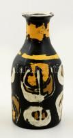 Gorka Lívia (1925-2011): Fekete-sárga csíkos váza, festett, mázas kerámia, jelzett, hibátlan, m:19 cm / Lívia Gorka: Black-yellow vase, glazed ceramic, flawless