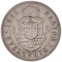 1892KB 1Ft Ag "Ferenc József / Fiume címer" Körmöcbánya (12,24g) T:2,2- kis ph.
/ Hungary...