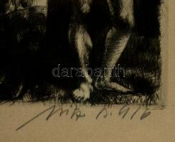 Uitz Béla (1887 - 1972) :Ádám és Éva a Paradicsomban(1916). Rézkarc, papír, jelzett, üvegezett keret...