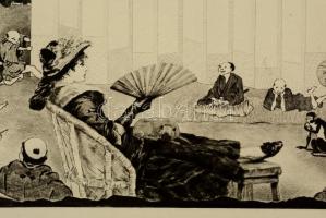 Henri-Charles Guérard(1846-1897): Francia-japán fantázia kalendárium. Rézkarc, sorszámozott 88/3,  p...