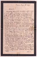 VÉDETT! 1870 Kossuth Lajos (1802-1894) levele ismeretlennek. Szenvedélyes hangú saját kézzel írt levél nagyon érdekes tartalommal. Jelzi, hogy tudomást szerzett arról, képviselővé választották, de a hivatalt nem fogadhatja el, hiszen alig van ember Hazánkban, a ki ne tudná, miként én, - akármi is történjék velem - csak mint a függetlenségért küzdő, vagy az Osztrák Kapocsból kibontakozott Magyarország szabad polgára mehetek haza...   ... de ha e reményem teljesül annyi bizonyos, hogy Magyarország nem lesz sziámi ikerségben az Osztrák Birodalommal, hanem vagy független lesz, vagy talpon lesz hogy azzá legyen mikor én szent földére lépek. Vagy így, vagy soha. Kettő és egyharmad beírt oldal. Két helyen ragasztóval megerősítve.