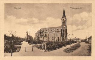 Budapest XIX. Kispest, Templom tér, kiadja Thienschmiedt E. (ázott sarkak / wet corners)