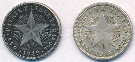 Kuba 1948-1949. 10c Ag (2x) T:2 patina
Cuba 1948-1949. 10 Centavos Ag (2x) C:XF patina
Krause KM#A...