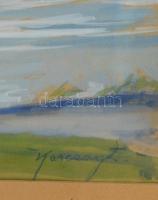 Karczag Zoltán (1881-1944): Dunakanyar. Akvarell, papír, jelzett, üvegezett keretben, 35×50 cm