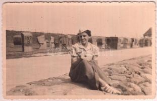1938 Helgolandi strandon. Fotólap / On the beach of Helgoland photo postcard