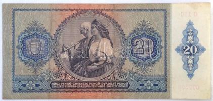 1941. 20P bankjegy + barna egyképes rézkarcnyomat + eredeti negatívról galvanoplasztikai eljárással ...