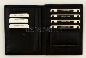 Wellington fekete bőr férfi tárca, belül kis ragasztóhibával, újszerű állapotban, 15x12 cm