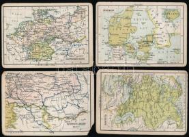 cca 1910 Weltkarte 13 db térképes kártya, hátoldalán statisztikai adatokkal