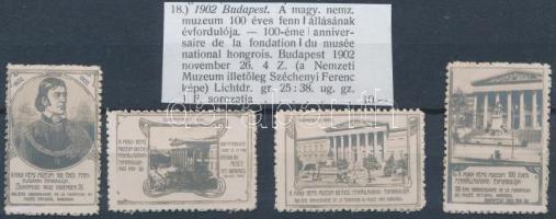 1902 Nemzeti Múzeum 100 éves fennállásának évfordulója 4 db klf levélzáró vastag papíron R!