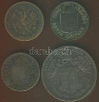 1868. 4kr T:3/4 ü, ly. + 1881 + 1885 1kr (2klf) T:3/4 + Ausztria/magyar verdejel 1858B 1Kr T:4