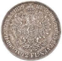 1859B 2Fl Ag "Ferenc József" Körmöcbánya (24.7g) T:2 patina / Hungary 1859B 2 Florin Ag &q...