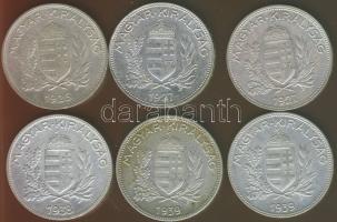 1P Ag 1926 (1x), 1927 (2x), 1938 (1x), 1939 (2x) összesen 6db T:2,2/3+