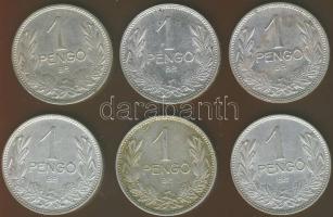 1P Ag 1926 (1x), 1927 (2x), 1938 (1x), 1939 (2x) összesen 6db T:2,2/3+