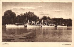 Siófok - 3 db RÉGI városképes képeslap, hajóállomás, új móló, japán park / 3 pre-1945 townview postc...