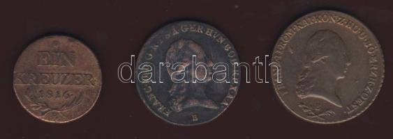 Ausztria/magyar verdejel 1800B 3Kr T:3 + 1800B 6Kr T:2-/3 + 1816B 1Kr T:3/3-
