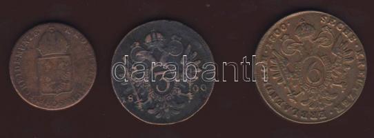 Ausztria/magyar verdejel 1800B 3Kr T:3 + 1800B 6Kr T:2-/3 + 1816B 1Kr T:3/3-