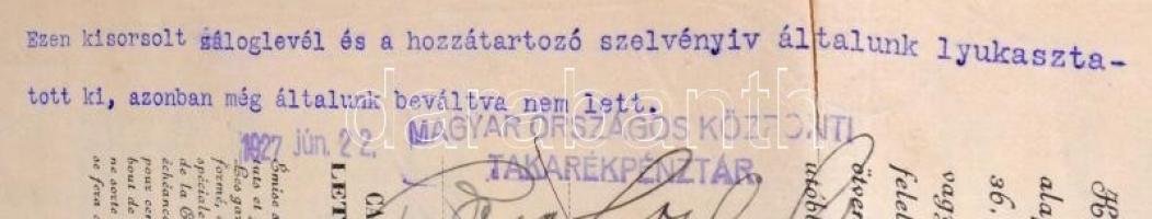 Budapest 1904. "Magyar Országos Központi Takarékpénztár" záloglevele 1.000K-ról szelvények...