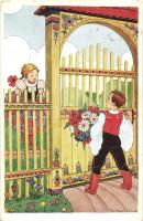 13 db RÉGI magyar folklór lap, vegyes minőség / 13 old Hungarian folklore motive cards, mixed qualit...