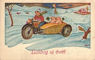 12 db RÉGI üdvözlőlap, vegyes minőség / 12 pre-1945 greeting postcards, mixed quality