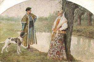 The meeting / Russian art postcard, T.S.N. R.M. No. 176. s: S. Solomko