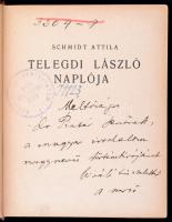 Schmidt Attila: Telegdi László naplója. Értékes könyvek. (Kolozsvár), é.n, Glória kiadás. Kiadói egé...
