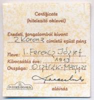 Ausztria 1913. 2K Ag "Ferenc József" kis dobozban T:2 kis ph., patina
Austria 1913. 2 Cor...