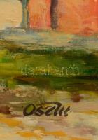 Oszter Dezső (1955-): Árnyas utca. Olaj, farost, jelzett, keretben, 40×70 cm