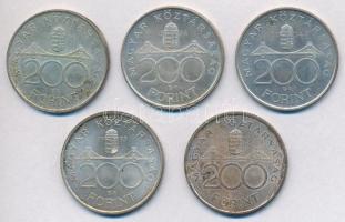 1993. 200Ft Ag "MNB" (2x) + 1994. 200Ft Ag "Deák" (3x) T:2 patina
Adamo F13; F1...