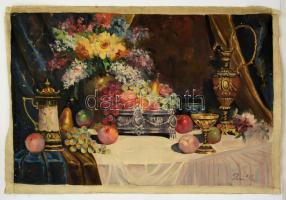 Páris Ila (1904-?): Asztali csendélet. Olaj, vászon, jelzett, felcsavarva, 60×90 cm