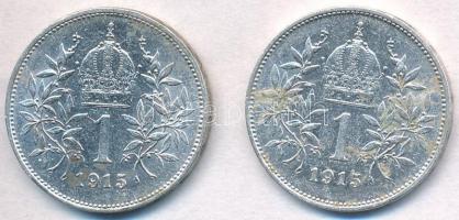 Ausztria 1915. 1K Ag "Ferenc József"  (2x) T:2 fo.
Austria 1915. 1 Corona Ag "Franz ...