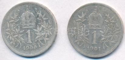 Ausztria 1900-1901. 1K Ag "Ferenc József" (2xklf) T:2- Austria 1900-1901. 1 Corona Ag &quo...