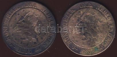 Hollandia 1884. + 1886. 2 1/2c 2klf db T:3/4 korr