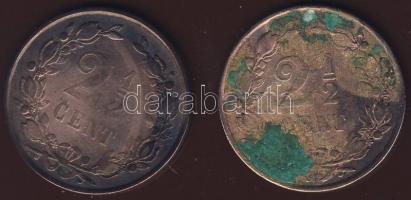 Hollandia 1884. + 1886. 2 1/2c 2klf db T:3/4 korr