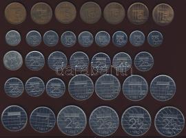 Hollandia 1948-tól - 1980-as évekig 5c (7x), 10c (9x), 25c (10x), 1G (6x), 2 1/3G (4x) összesen 36db T:1,2