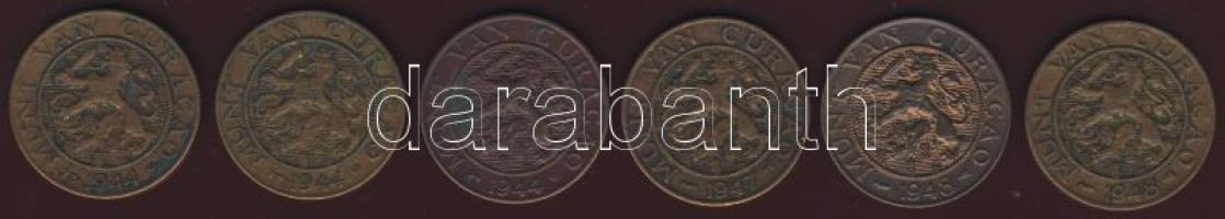 Curacao 2 1/2c 1944 (3x), 1947 (1x), 1948  (2x) összesen 6db T:2,2/3