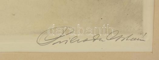 Prihoda István (1891-1965): Fekvő akt. Színezett rézkarc, papír, jelzett, üvegezett keretben, 27×23 ...