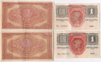1916.  1K (2x) mindkettő "DEUTSCHÖSTERREICH" felülbélyegzéssel + 1920. 2K (2x) "2aa&q...