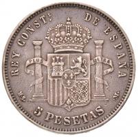 Spanyolország 1884MS-M 5P Ag "XII. Alfonz" (24,81g) T:2 ph.
/ Spain 1884MS-M 5 Pesetas Ag...