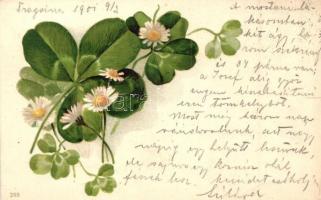Floral litho greeting art postcard (EK)